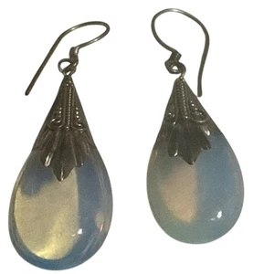 Vintage Sterling Silber 925 Mondstein Ohrringe 1 1/4" - Bild 1 von 4