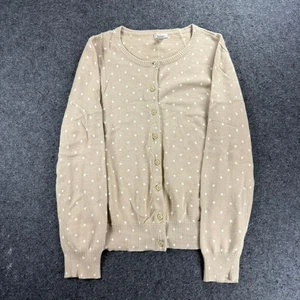 Maglione cardigan donna L.L.Bean taglia M beige bianco a pois maglia cotone - Foto 1 di 9