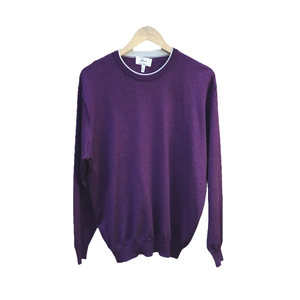 Brioni For Neiman Marcus Purple 100% Lana Wool Italian Tailored Luxury Sweater - Image 1 of 4