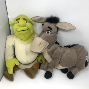 Par de peluches de peluche Nanco Shrek ogro y burro juguetes suaves medianos - Imagen 1 de 8