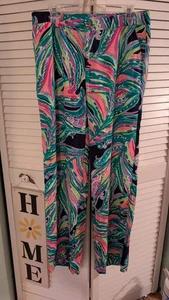 Pantalones Lily Pulitzer para mujer talla 10 patrón de palma tropical (34x34x9) - Imagen 1 de 4