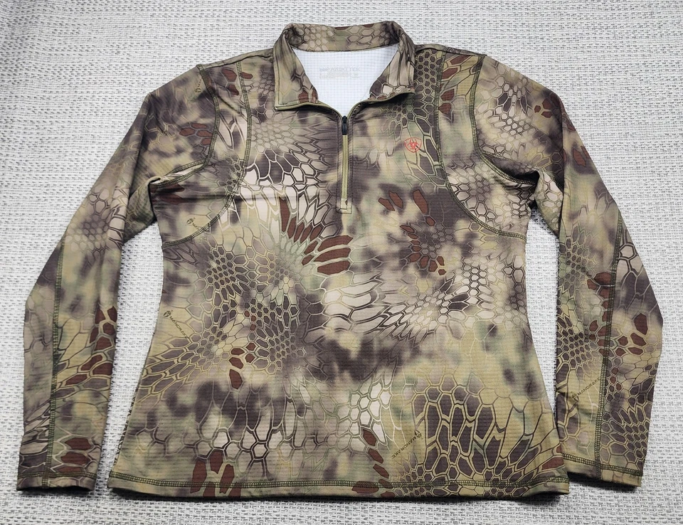 AriatTEK Cold Series Shirt Womens Large Mandrake Camo 1/4 Zip Hunting Pullover - Image 1 of 4
