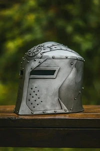 Medieval Crusader Helmet Handcrafted Steel Templar Armor for LARP Cosplay - Picture 1 of 4