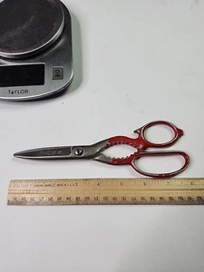 Vintage WISS Küchenschere Schere 8 Zoll Flaschen Glasöffner. Roter Griff. 1KS - Bild 1 von 8