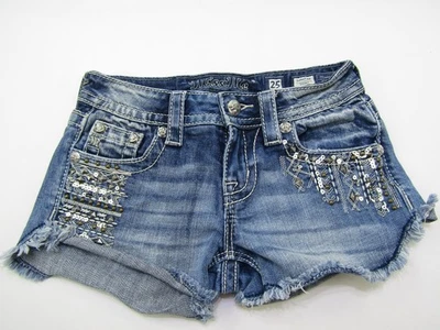 Pantalones Cortos Miss Me Signature Para Mujer 25 Cremallera Tachonada Bling Joya Daisy Dukes Foto 1 de 4