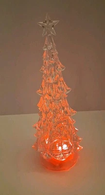 LED Christmas Tree-Light Changing , Acrylic ,Glitter, Music,  with Star -13 In - Image 1 of 4