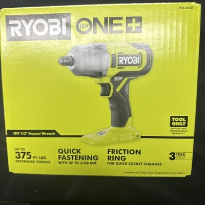 Ryobi ONE+ 18V 1/2 in High Torque Impact Wrench Tool Only Model PCL265B - Image 1 of 4