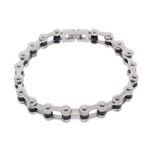 Pulsera de acero inoxidable para hombre con eslabones de goma para bicicleta de 8,5" - Imagen 1 de 2