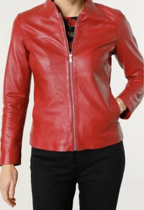 Lederjacke Jacke Damenjacke Freizeitjacke Leder Lammnappa rot 38 40 46 48 50 52 - Bild 1 von 3