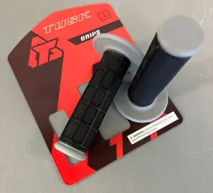 MX Grips Tusk Dual Compound Half Waffle Dirt bike Dual Sport Black Grey Twist - Foto 1 di 8