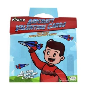 KINREX Valentine's Day Airplane Cards for Kids Classroom Gift Craft Kit 36 Pack - Picture 1 of 6