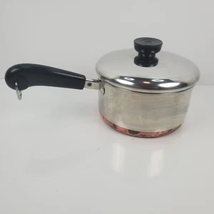 Vintage Revere Ware 1 1/2 Qt Sauce Pan 95a Stainless Steel Copper Clad w/ Lid - Picture 1 of 12