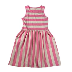 Cat & Jack Dress Girls Large 10/12 Pink White Striped Sleeveless Pockets School - Picture 1 of 8