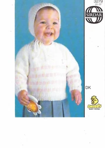 Sirdar knitting pattern 3279 sweather & bonnet 12-18mths old children clothing - Picture 1 of 1