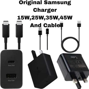 100% Genuine Samsung FAST Charger Plug OR Type C USB Cable Galaxy S8,S9..S22,S23 - Picture 1 of 22