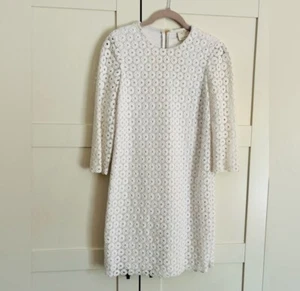 KATE SPADE White Ivory Geometric Sheath Dress Size 2 Mod Spring Bride - Picture 1 of 4