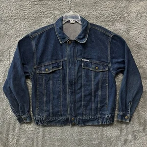Vintage Jordache Mens Snap/Full Zip Denim Jacket Dark Wash Size Large - Picture 1 of 8