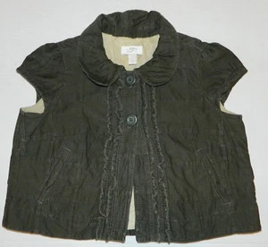 MISSES ANN TAYLOR LOFT OLIVE GRN VEST JACKET SZ SMALL CAP SLEEVE WOMEN'S LADIES - Picture 1 of 5