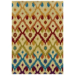Trio Ikat Sand & Teal 8x10, Rug - Picture 1 of 1