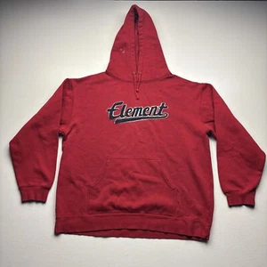 Element Hoodie Mens Large Red Streetwear Drawstring Front Pocket Logo Pullover - Picture 1 of 8