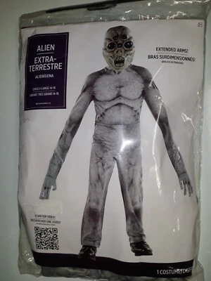 Disfraz de Alien Gris Brazos Extendidos Miedo Halloween Niños XL 14/16 Máscara Dañada Foto 1 de 4