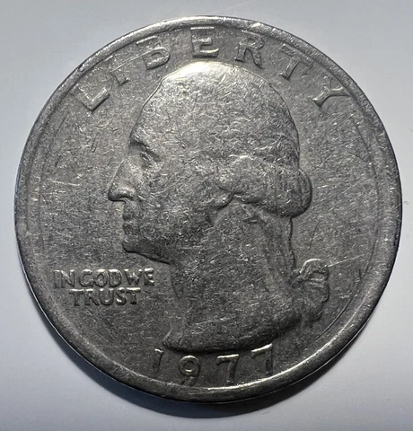 1977 STRIKE THRU Washington Quarter w Doubling errors Cover