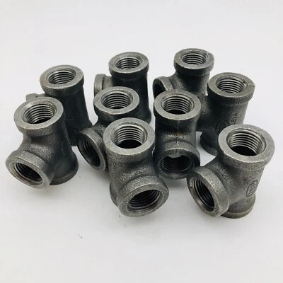LOT OF 9-INDONESIA TSP 1/2" REDUCING TEES MALLEABLE CAST IRON PIPE FITTING - Image 1 of 4