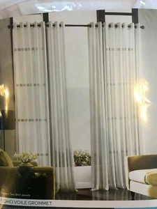 Menge 2, Curtainworks, Soho Voile transparente Ösen Panel, 59" x 132", Winter weiß - Bild 1 von 5