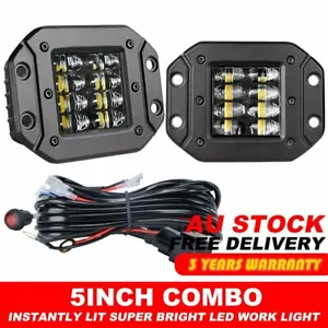 2x 5inch Flush Mount LED Work Light Bar Fog Pods Reverse Lamp Off Road 4WD +Wire - Picture 1 of 12