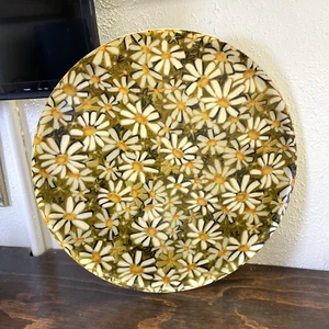 Vintage Rund Fiberglas Gänseblümchen Tablett Mid Century Blumen Platte 17" GROß Retro - Bild 1 von 4