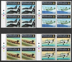 GIBRALTAR 2014 RAF SQUADRONS 3rd SET (4) MNH MARGINAL BLOCKS OF 4. (2395) - Picture 1 of 2