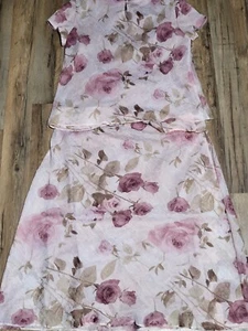 Vintage Jessica Howard Skirt & Tank Set Lagenlook Floral Tone on Tone Sz 12 - Picture 1 of 11