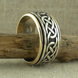 Sterling Silver & 10K Celtic Knot Wedding Ring KEITH JACK Various Sizes - Picture 1 of 7