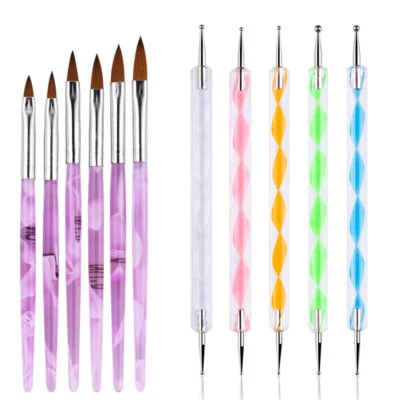 11Pcs Beauty Nail Art Design Set Dotting Painting Drawing Polish Brush Pen Tools - Image 1 of 4