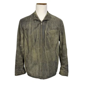 Comstock Herren Lederjacke Distressed grau mit Reißverschluss & Taschen Gr. M - Bild 1 von 13