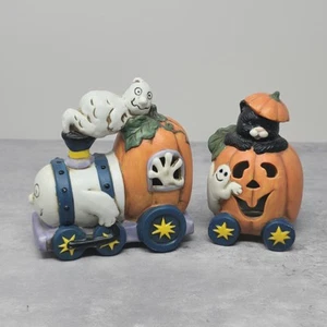 1990s Y2k bisque halloween Train Luminary Lighted Pumpkin Decoration Ghosts - Picture 1 of 7