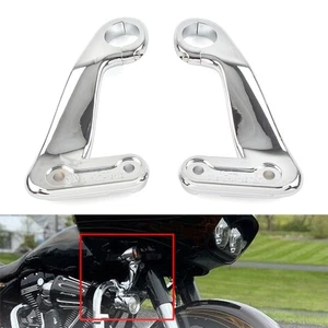 2x Supporto Carena Anteriore per Harley Road Glide 2010-13 Cromato - Foto 1 di 5