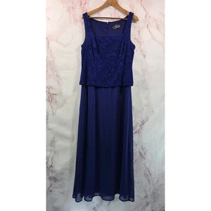 Alex Evenings Dress Womens XL 16 Royal Blue Long Midi Mother Bride MOB Sparkle - Picture 1 of 11