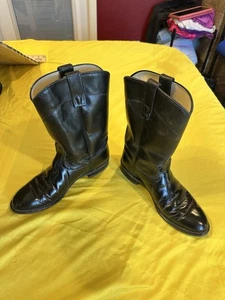 Roy Cooper Cowboy Boots Black Leather Men’s 7.5 M Western Made in USA - Picture 1 of 8