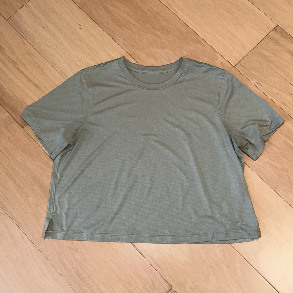 Lululemon Wundermost Crewneck Cropped Tee Women’s Large See Dims. - Image 1 of 3