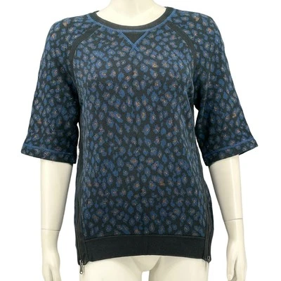 Marc by Marc Jacobs Sweater Womens Small Black Navy Sasha Animal Print Designer - Image 1 of 4