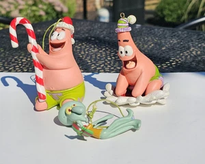 3 Pantalones Cuadrados Vintage PATRICK & SQUIDWARD Bob Esponja Vacaciones Navidad ORNAMENTO - Imagen 1 de 10