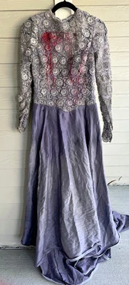 Top pizzo abito da sposa gotico cadavere sposa costume Halloween manica lunga medio - Immagine 1 di 4