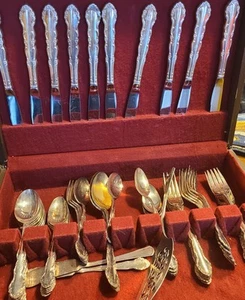 Vtg 1881 Rogers Oneida Flirtation Silverware Service For 10 Plus Cake Server Ex - Picture 1 of 19
