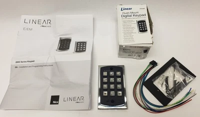Linear 2000eM Flush-Mount Digital Keypad 500 Code Cap. Durable Metal Access 2A3 - Image 1 of 4