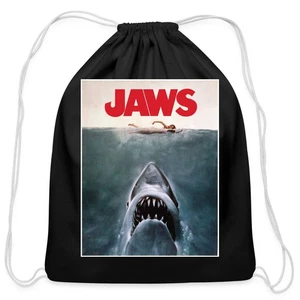 Jaws Movie Poster Logo Cotton Drawstring Bag, One Size, black - Picture 1 of 3
