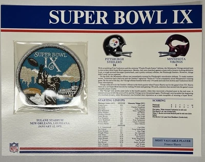 官方 NFL 超级碗 IX 布章 1975 钢人队对维京人队 WILLABEE & WARD — 第 1/3 张图片