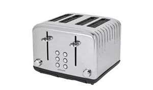 Cookworks 4 Slice Toaster Retro 2300W Pyramid Stainless Steel Wide Slots 9265482 - Picture 1 of 5