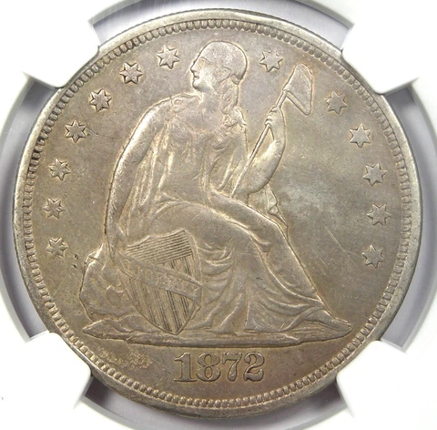 1872 Seated Liberty Silver Dollar $1 - Certified NGC AU Detail - Rare Coin! Cover