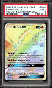 Tarjeta promocional 2017 PSA 9 Pokemon Ho-oh GX arte completo arco iris SM80 Black Star como nueva - Imagen 1 de 2